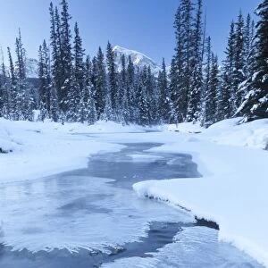 Small Stream in Winter, Banff National Park, Alberta, Canada, North America