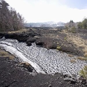 Snow, lava flow