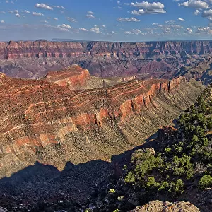 South Rim in the distance viewed from Cape Final on the North Rim with Freya's Castle just right of center, Grand Canyon National Park, UNESCO World Heritage Site, Arizona, United States of America, North America