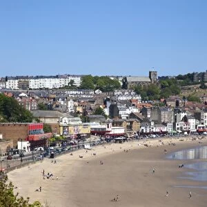 South Sands from the Cliff Top, Scarborough, North Yorkshire, Yorkshire, England, United Kingdom, Europe