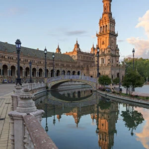 Southern Tower at Plaza de EspaA±a, Seville, Andalusia, Spain, Europe Southern