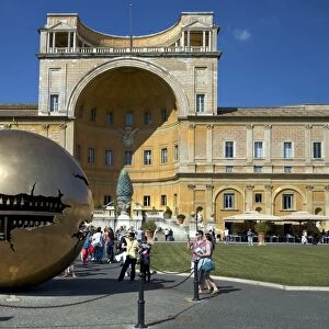 Sphere Within Sphere, in the Cortile della Pigna, by Arnaldo Pomodoro, 1990, Vatican Museum, Rome, Lazio, Italy, Europe