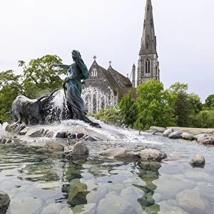 St. Albans Church with the Gefion Fountain in the foreground, Churchill Park, Copenhagen