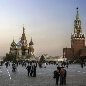 Moscow's Red Square Print: St. Basil's Cathedral and the Kremlin Moscow's Red Square Print: St. Basil's Cathedral and the Kremlin