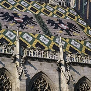 St. Stephen`s Cathedral with coat of arms on roof, UNESCO World Heritage Site, Vienna, Austria, Europe