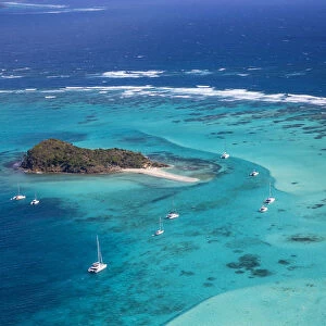 St Vincent and The Grenadines, Tobago Cays, Aerial view of Baradal