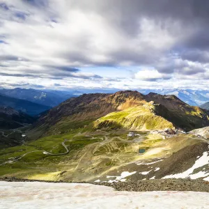 Stelvio Mountain pass at sunset, Valtellina, Lombardy, Italy, Europe