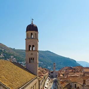 The Stradun (Placa Ulica) and Tower of the Franciscan Monastery, Old Town (Stari Grad), UNESCO World Heritage Site, Dubrovnik, Dalmatia, Croatia, Europe