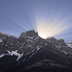 Sunrise behind Dolomites, Trentino-Alto Adige, Italy, Europe
