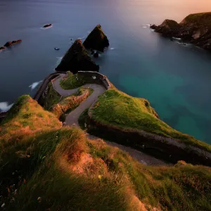 Sunset on Dunquin pier (Dun Chaoin), Dingle Peninsula, County Kerry, Munster province