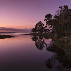 Sunset at Kuaotuno River, Coromandel Peninsula, Waikato, North Island, New Zealand
