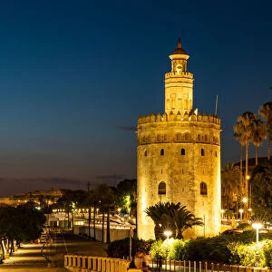 Sunset at Torre del Oro (Tower of Gold), a watchtower on the bank of the Guadalquivir