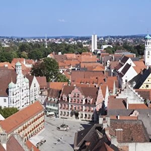 Town hall with Steuerhaus building and Grosszunft building at market square, Memmingen, Schwaben, Bavaria, Germany, Europe