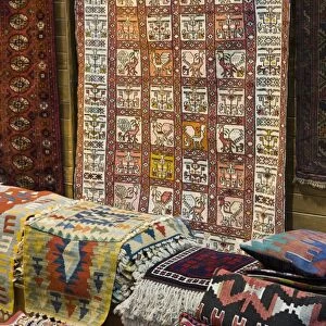 Traditional rugs for sale, Grand Bazaar, Istanbul, Turkey, Western Asia