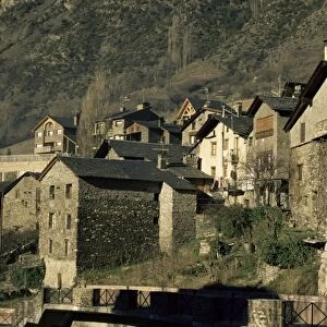 Traditional stone Pyrennean mountain dwellings, Les Bons, Andorra, Europe