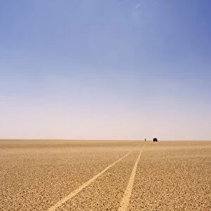 Typical example of the reg, a vast featureless stoney plain, Sahara region