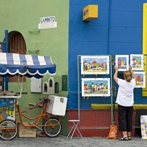 Vendor on El Caminito Street in La Boca District of Buenos Aires City, Argentina