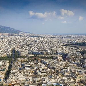 View of Athens from Lykavittos Hill, Athens, Greece, Europe