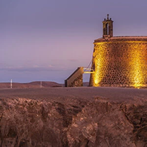 View of Castillo del Aguila o de las Coloradas at dusk, Playa Blanca, Lanzarote