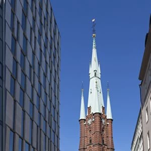 View of the Church of Saint Clare (Klara Church) and contemporary architecture, Stockholm