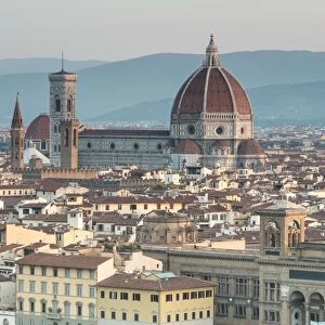 View of the Duomo with Brunelleschi Dome and Basilica di Santa Croce from Piazzale Michelangelo