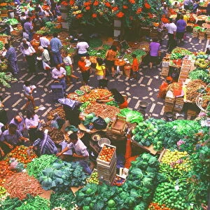 View over fruit and vegetable market, Funchal, Madeira, Portugal, Europe