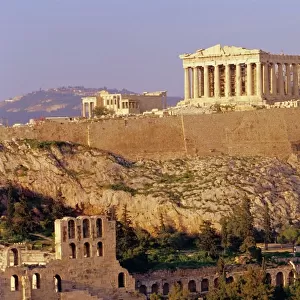 View of the Parthenon and the Acropolis seen from Filopappos Hill