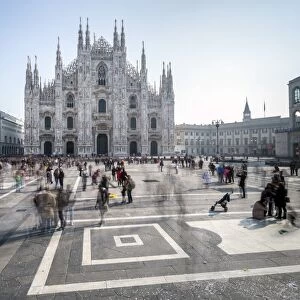 View of the square and the gothic Duomo, the icon of Milan, Milan, Lombardy, Italy