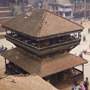 View of Taumadhi Tole, Bhaktapur, UNESCO World Heritage Site, Kathmandu Valley, Nepal, Asia
