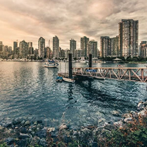 View of Vancouver skyline as viewed from Millbank, Vancouver, British Columbia, Canada