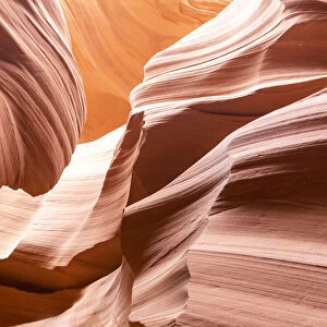 Water eroded Navajo Sandstone forms a slot canyon in Upper Antelope Canyon, Navajo Land