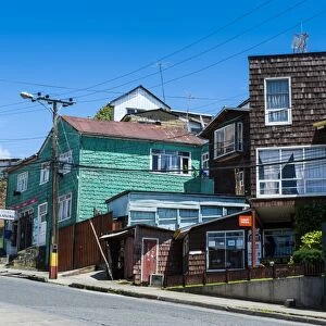 Wooden houses in Chonchi, Chiloe, Chile, South America