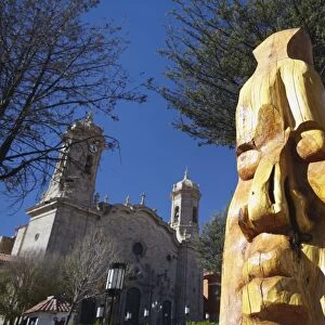Wooden sculpture in Plaza 10 de Noviembre, Potosi, UNESCO World Heritage Site, Bolivia, South America