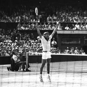 Bjorn Borg celebrates winning his first Wimbledon title in 1976