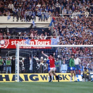 Bryan Robson scores for Manchester United in the 1983 FA Cup Final replay