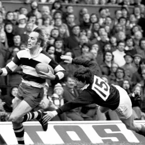 David Duckham makes a break for Coventry in the 1974 RFU Cup Final