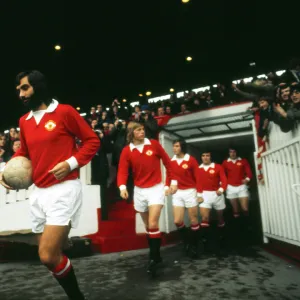 George Best leads out Manchester United in 1973