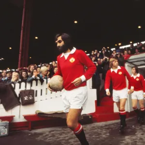 George Best leads out Manchester United on his first-team return in 1973