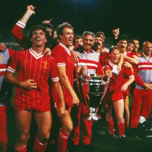 Liverpool players celebrate winning the 1984 European Cup