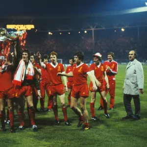 The Liverpool team celebrate winning the 1978 European Cup