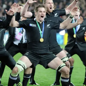 Richie McCaw leads a celebratory Haka Print Richie McCaw leads a celebratory Haka Print