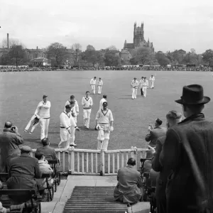 The touring Australians at the County Ground, Worcester, in 1953