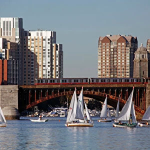 Yachts sailing on the Charles River, Boston, Massachusetts