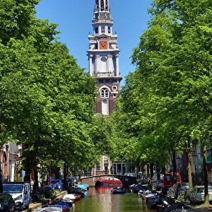 Zuiderkerk Tower and the Groenburgwal canal in Amsterdam