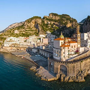 Aerial view of Atrani, Amalfi Coast, Gulf of Salerno, Salerno province, Campania, Italy