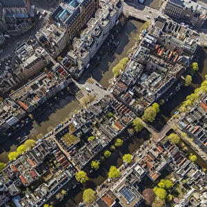 Aerial view of the Old City Centre Amsterdam, Netherlands