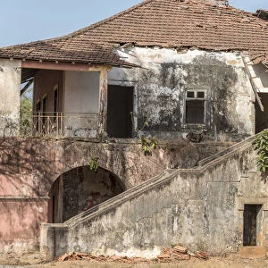 Africa, Guinea Bissau, Bijagos Islands. Colonial building on the island Bubaque