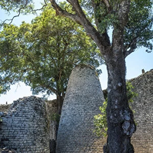 Africa, Zimbabwe, Maswingo. Great Zimbabwe, the great enclosure with the conical tower