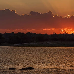 Africa, Zimbabwe, Matabeleland north. Sunset over the Zambezi river near to Victoria