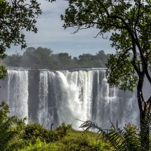 Africa, Zimbabwe, Matabeleland north. The Victoria Falls with low water